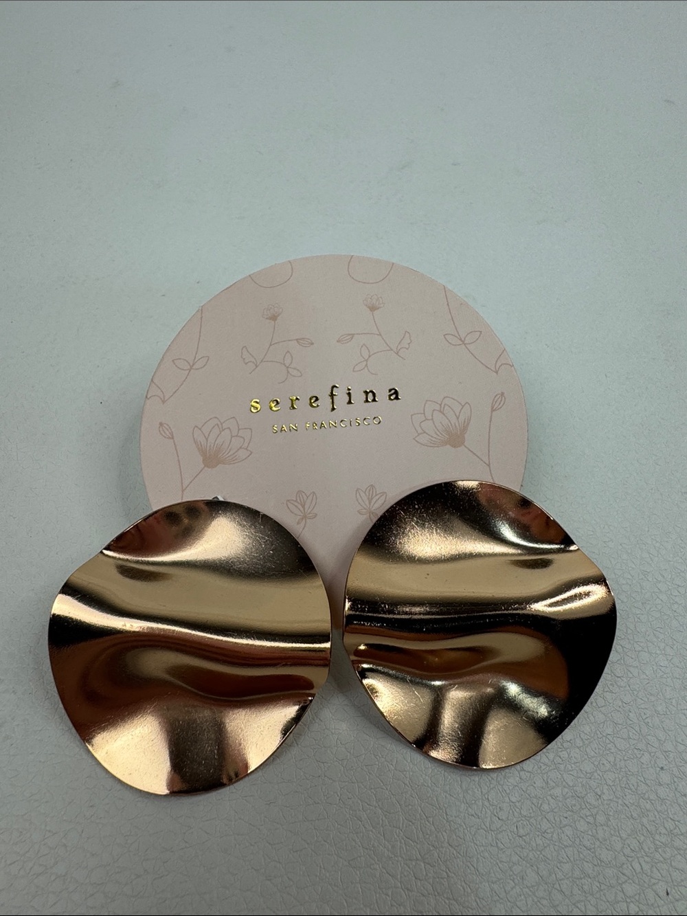 Serefina Rose Gold Wavy Disc Post Earrings New NWT